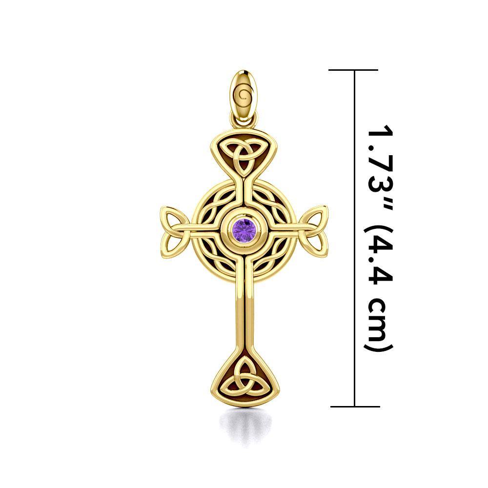 Spiritual and divine focus ~ Solid Gold Modern Celtic Cross Pendant GTP1370 - Jewelry