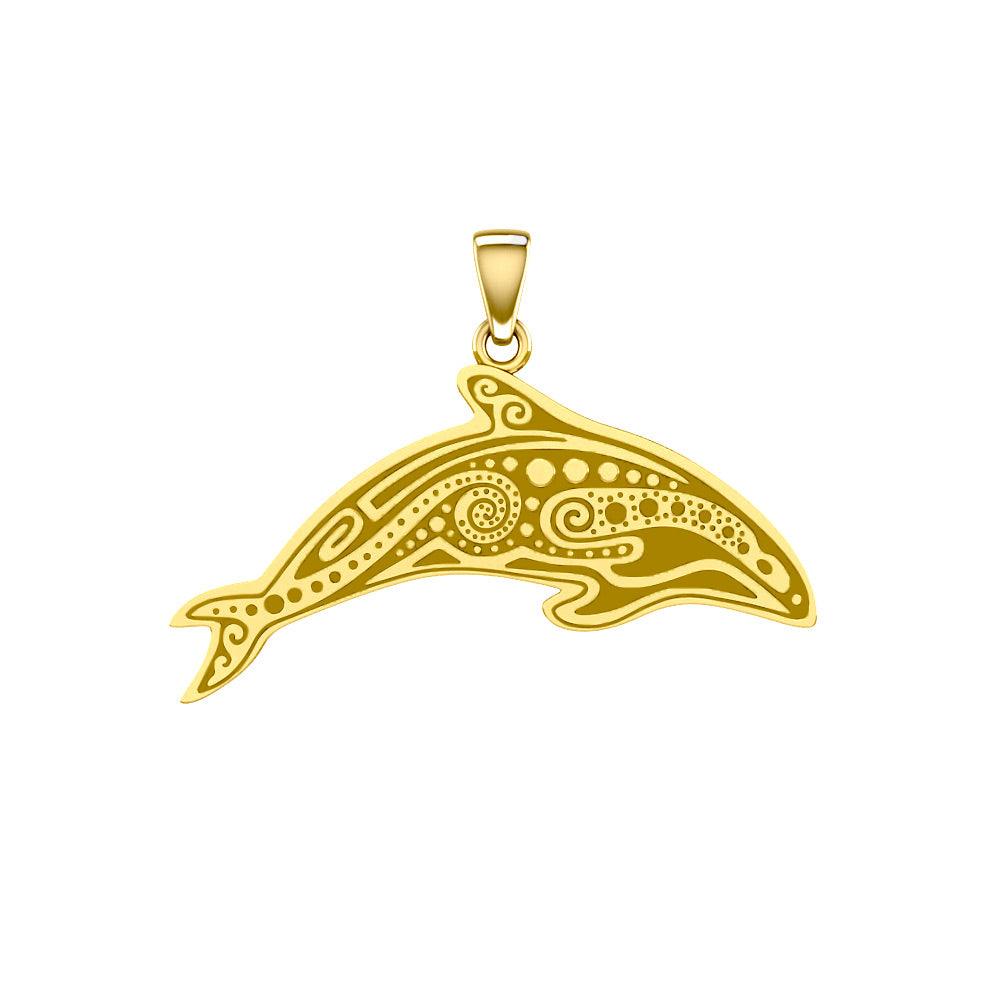 In the Dolphin's world of kind and calm ~ Solid Gold Pendant GTP1374 - Jewelry
