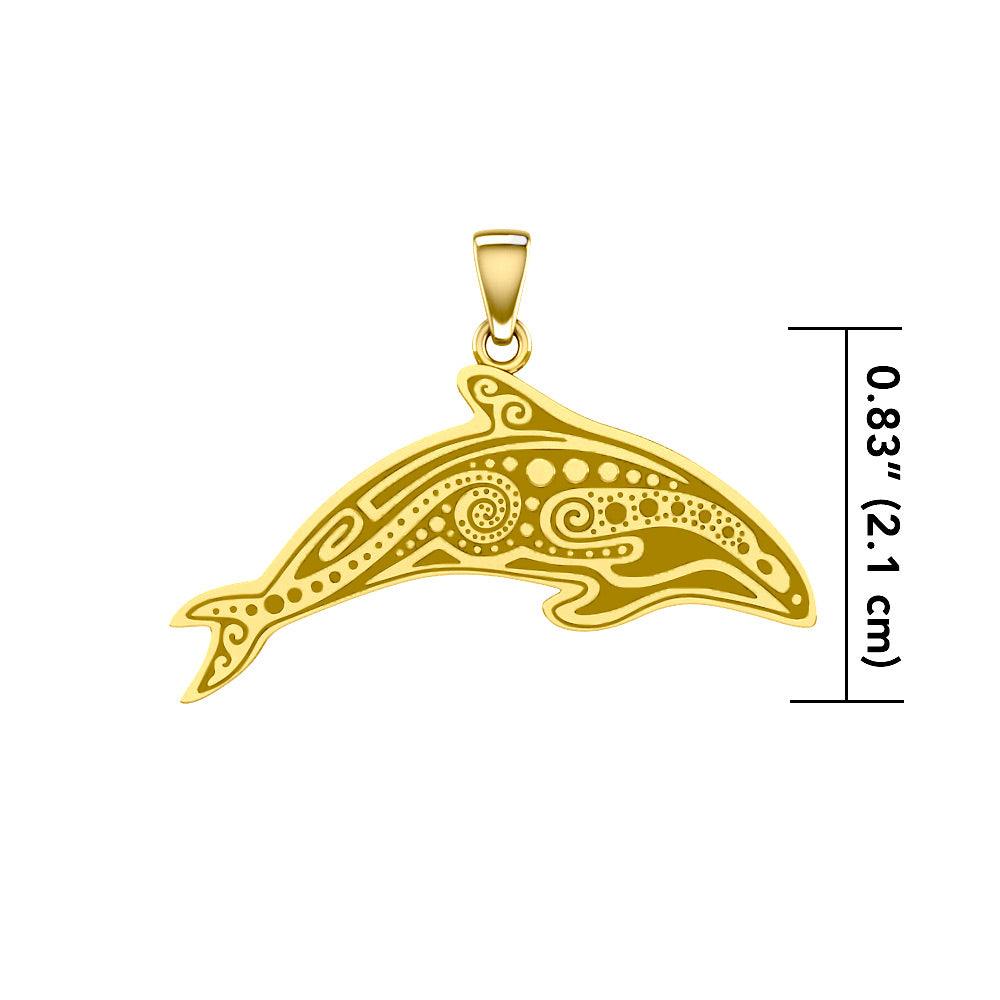 In the Dolphin's world of kind and calm ~ Solid Gold Pendant GTP1374 - Jewelry