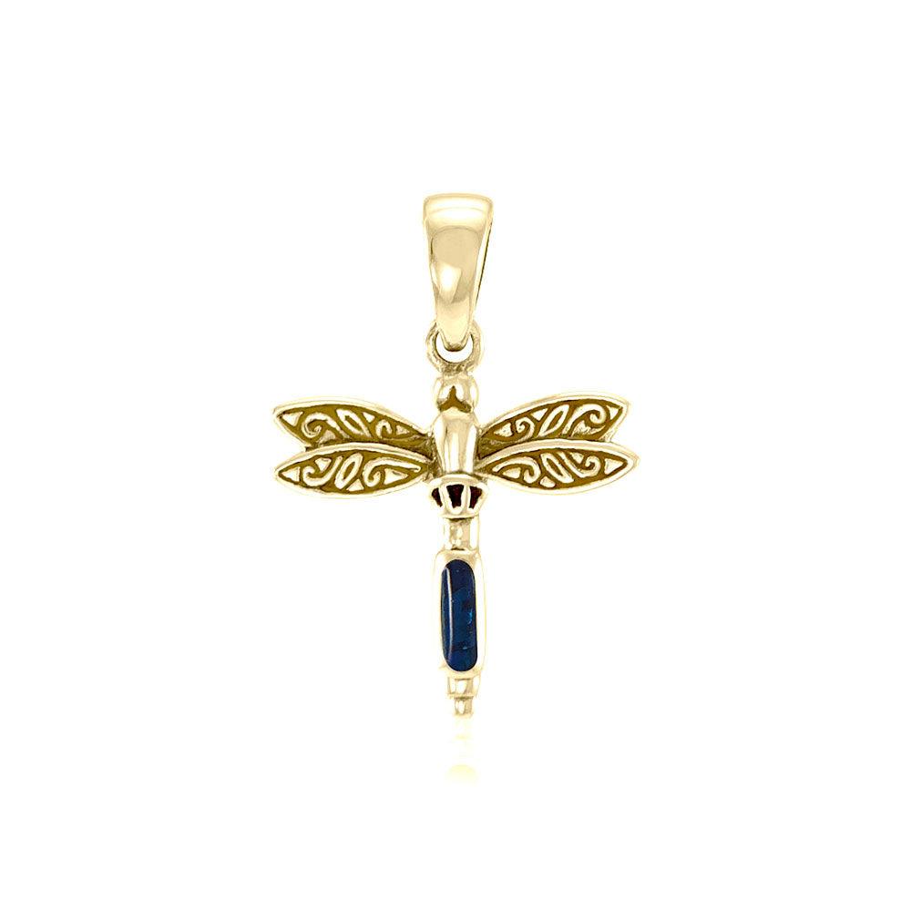 Dragonfly Solid Gold Pendant With Stone GTP3177 - Jewelry