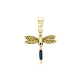 Dragonfly Solid Gold Pendant With Stone GTP3177 - Jewelry