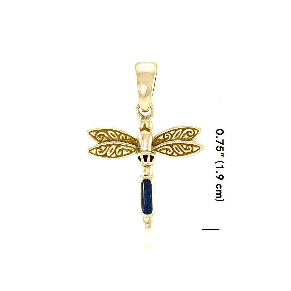 Dragonfly Solid Gold Pendant With Stone GTP3177 - Jewelry