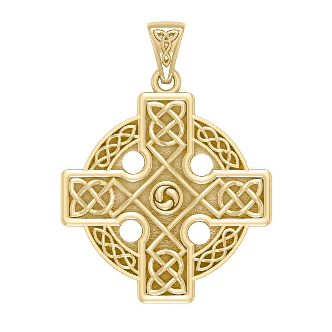 Celtic Cross Triskele Solid Gold Pendant GTP477 - Jewelry