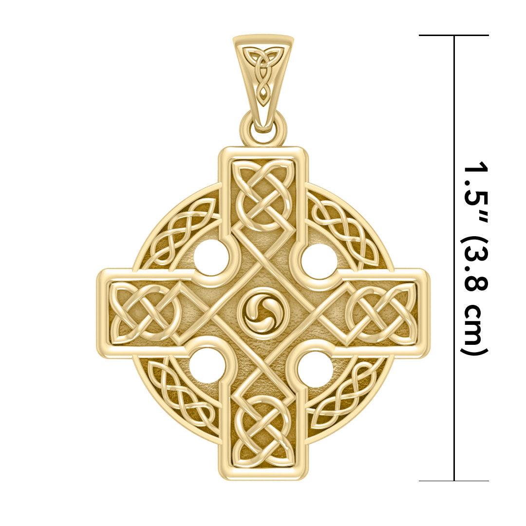 Celtic Cross Triskele Solid Gold Pendant GTP477 - Jewelry