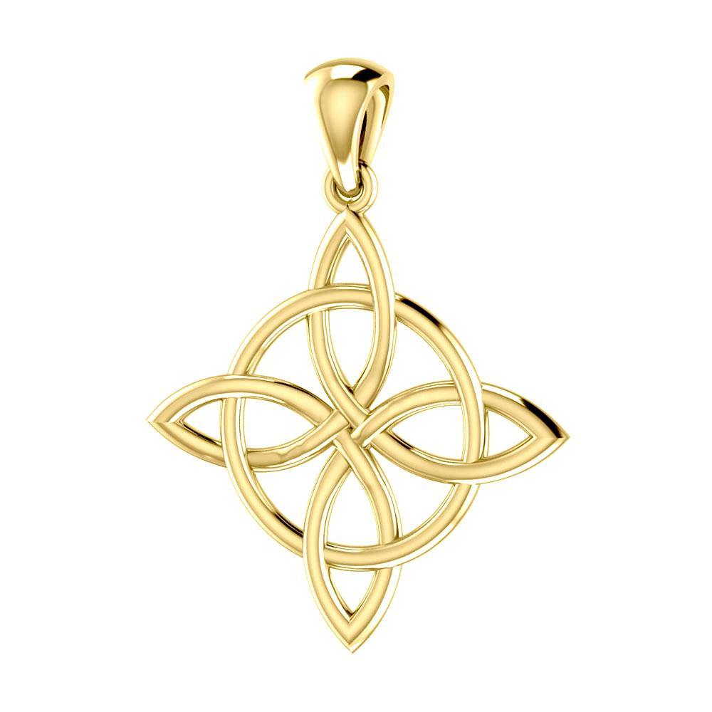 Embrace the Power of Unity: Celtic Quaternary Knot Solid Gold Pendant - GTP554 | Celebrate the Interconnectedness of Life - Jewelry