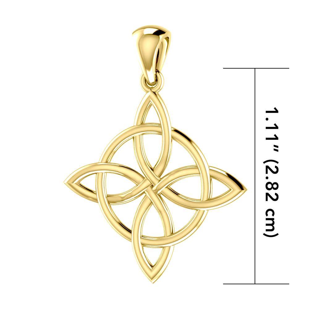 Embrace the Power of Unity: Celtic Quaternary Knot Solid Gold Pendant - GTP554 | Celebrate the Interconnectedness of Life - Jewelry