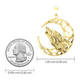 Baying wolf around the celestial beauty ~ 14K Yellow Gold Jewelry Pendant GTP831 - Jewelry