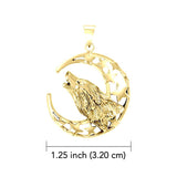 Baying wolf around the celestial beauty ~ 14K Yellow Gold Jewelry Pendant GTP831 - Jewelry