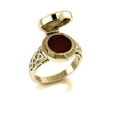 Celtic Knotwork 14 Karat Solid Gold Poison Ring GTR1638 - Jewelry