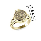Celtic Knotwork 14 Karat Solid Gold Poison Ring GTR1638 - Jewelry
