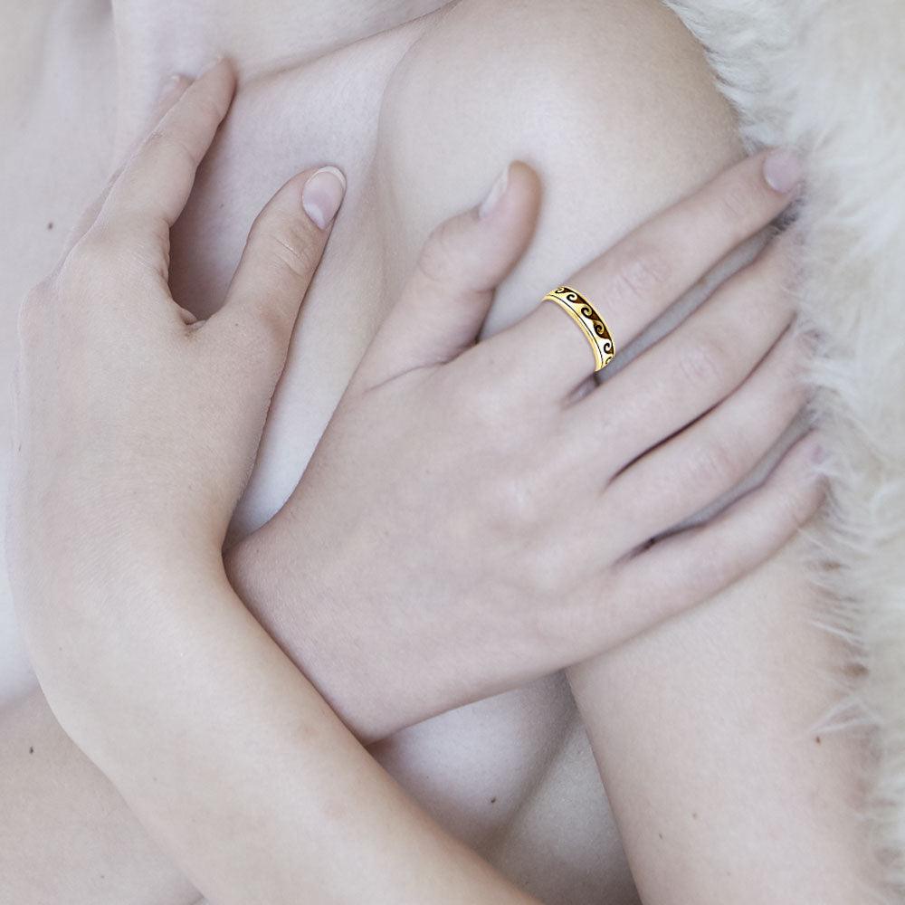 Wave Curl 14K Yellow Gold Spinner Ring GTR1674 - Jewelry