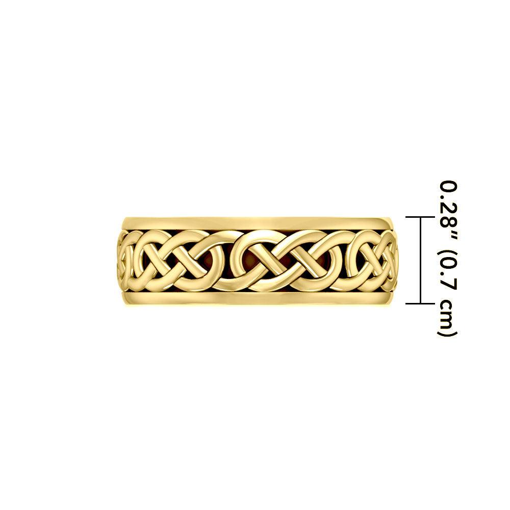 Celtic Knotwork 14K Yellow Gold Spinner Band Ring GTR1687 - Jewelry