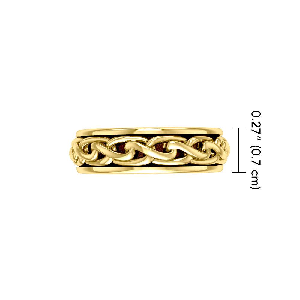 Celtic Knotwork 14K Yellow Gold Spinner Ring GTR1693 - Jewelry