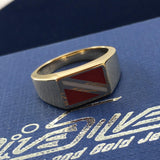 Large Dive Flag Solid Gold Ring with Enamel GTR1796 - Jewelry