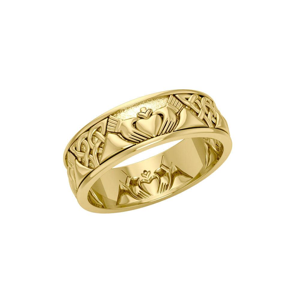 A love to last a lifetime ~ Celtic Knotwork Claddagh 14K Solid Gold Ring GTR3355 - Jewelry