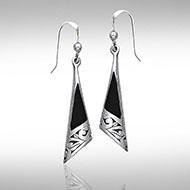 Silver Filigree Earrings with Gem Inlay JE198 - Jewelry