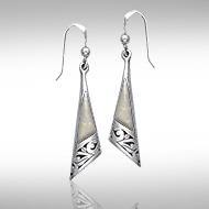 Silver Filigree Earrings with Gem Inlay JE198 - Jewelry