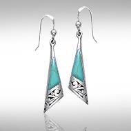 Silver Filigree Earrings with Gem Inlay JE198 - Jewelry
