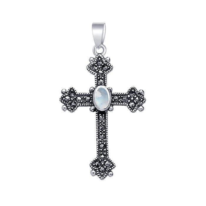 Medieval Cross Silver & Marcasite Pendant JP010 - Jewelry