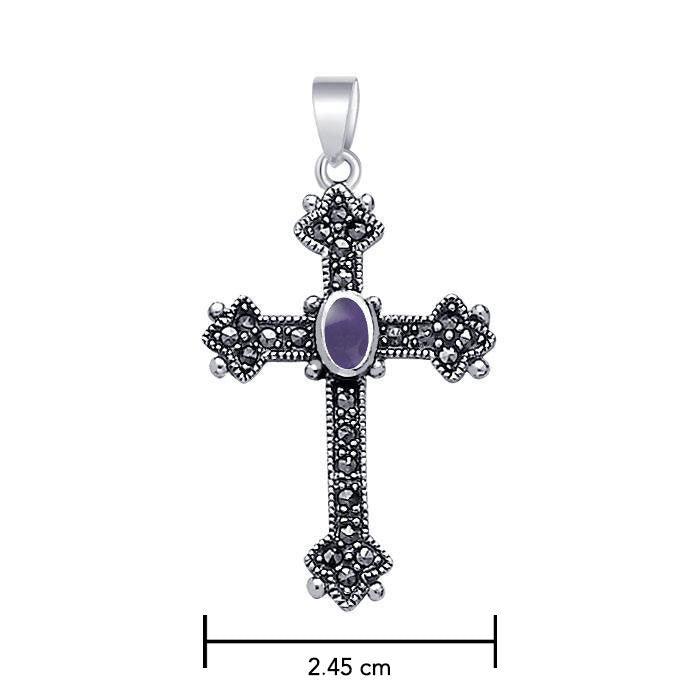 Medieval Cross Silver & Marcasite Pendant JP010 - Jewelry