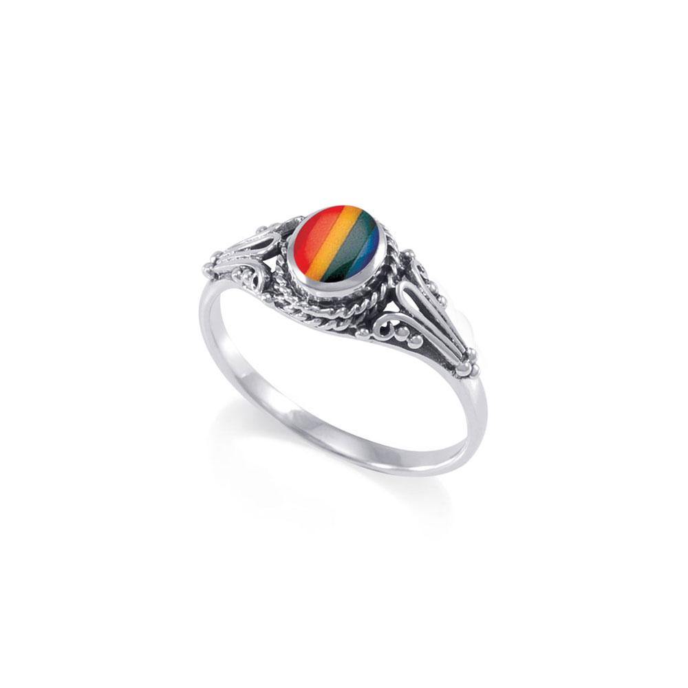 Rainbow / Yin Yang Pride Silver Ring JR207 - Jewelry