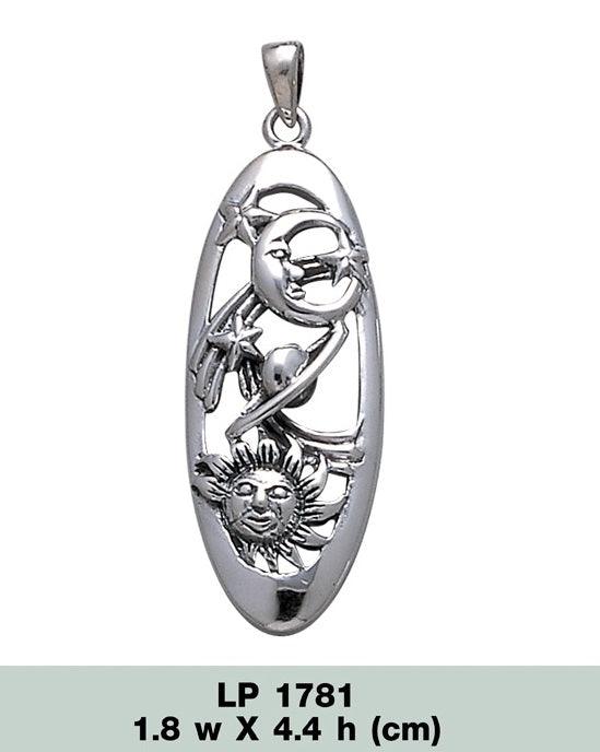 Sterling Silver Oval Celestial Scene Pendant LP1781 - Jewelry