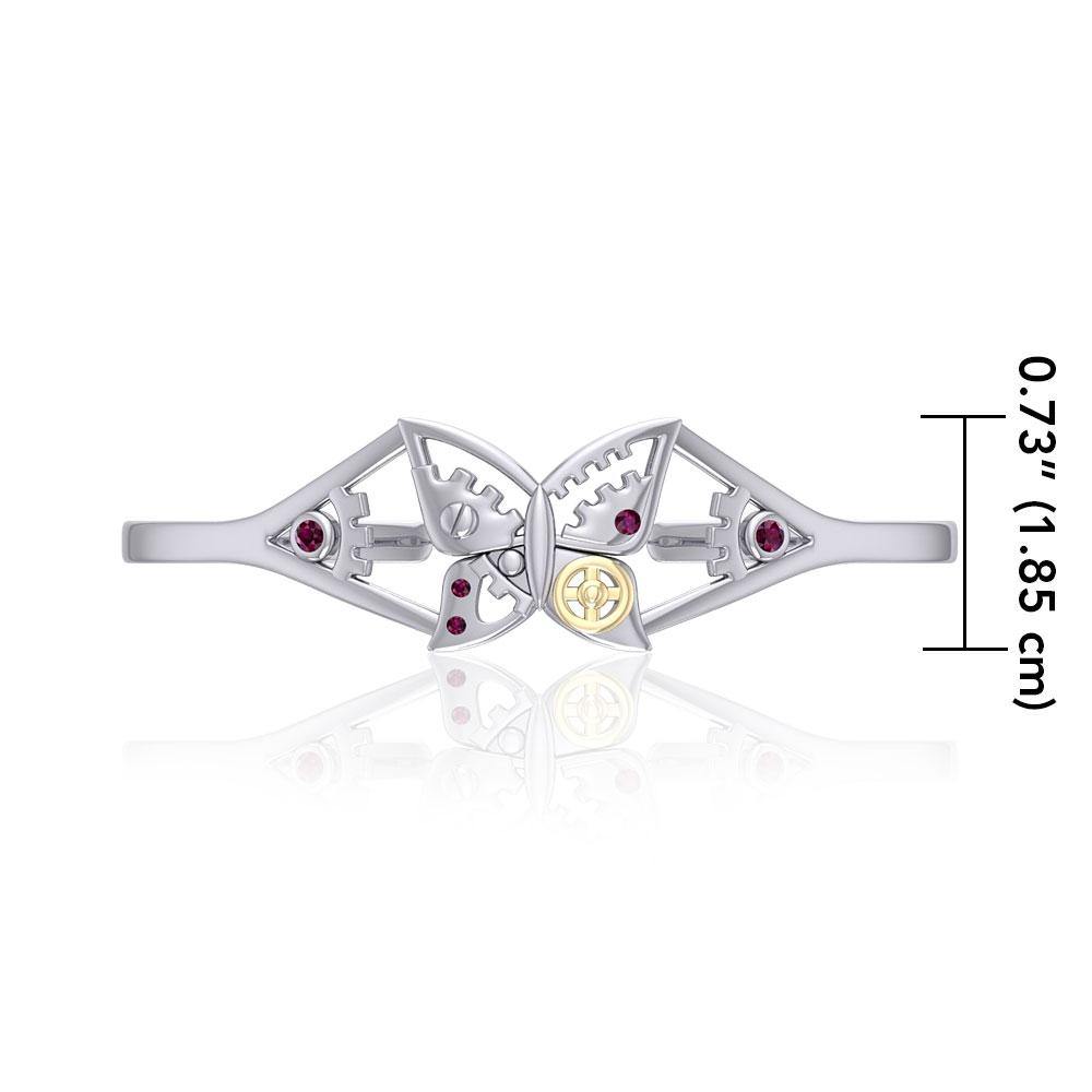 Butterfly Steampunk Silver and Gold Accent MBA149 - Jewelry