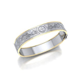 Small Silver and Gold Plate Border Celtic Bangle with open lock MBA211 - Jewelry