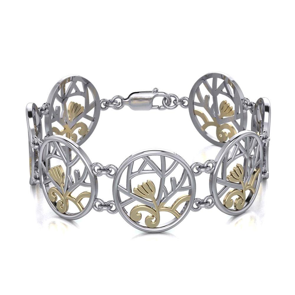 We are born to embrace the Tree of Life ~ 14k Gold accent and Sterling Silver Jewelry Bracelet MBL102 - Jewelry