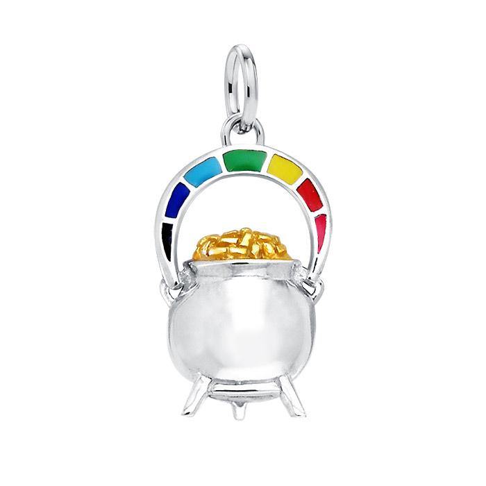 There’s magic in a rainbow pot of gold ~ Sterling Silver Goddess Danu Charm Jewelry with 14k Gold accent MCM153 - Jewelry