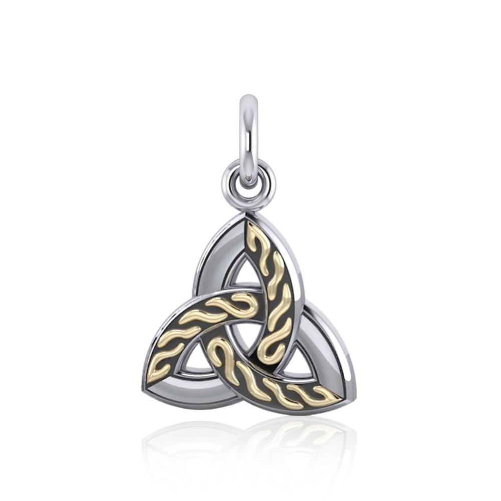 Awe-inspired by the Holy Trinity ~ Celtic Knotwork Trinity Sterling Silver Charm Jewelry with 18k Gold accent MCM179 - Jewelry