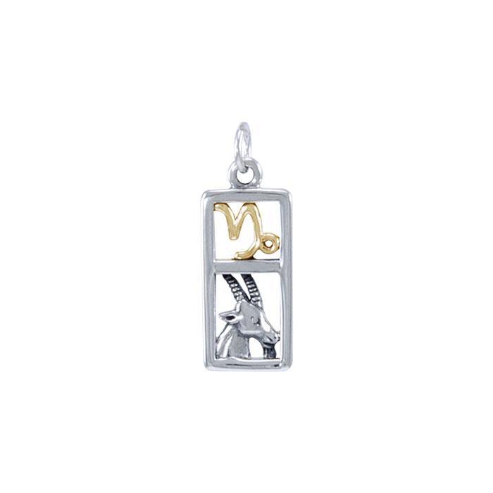 Capricorn Silver and 14k Gold accent Charm MCM292 - Jewelry