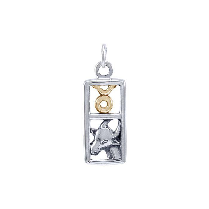 Taurus Silver and 14k Gold accent Charm MCM296 - Jewelry