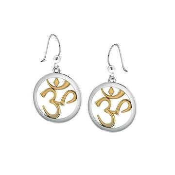 Om Silver with 14k gold accents Earrings MER1345 - Jewelry