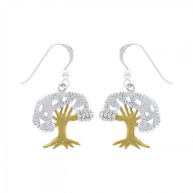 Continuous beauty in the Tree of Life ~ 14k Gold accent and Sterling Silver Jewelry Earrings MER1364 - Jewelry