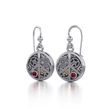 Peace Sign Steampunk Silver and 14K Gold Accent Earrings MER1373