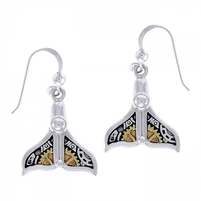 Whale Tail Steampunk Sterling Silver Earrings MER1374 - Jewelry