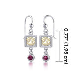 Cancer Zodiac Sign Silver and Gold Earrings Jewelry with Created Ruby MER1772 - Jewelry
