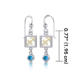 Sagittarius Zodiac Sign Silver and Gold Earrings Jewelry with Turquoise MER1777 - Jewelry