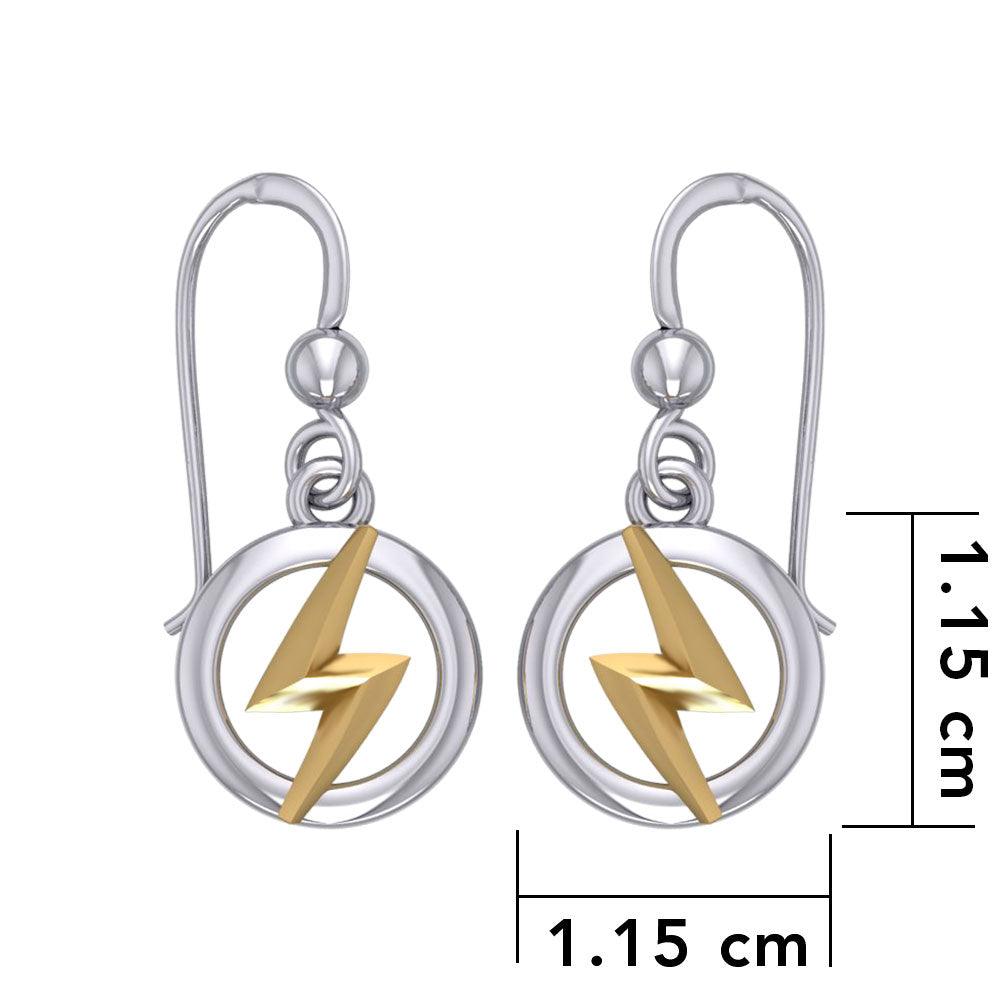 Zeus God Lightning Bolt Silver and Gold Earrings MER1965 - Jewelry