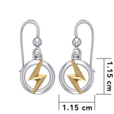 Zeus God Lightning Bolt Silver and Gold Earrings MER1965 - Jewelry