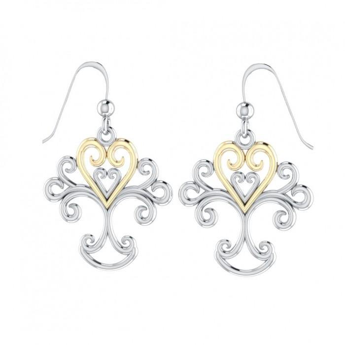 Heartfelt Tree of Life ~ 14k Gold accent and Sterling Silver Jewelry Earrings MER505 - Jewelry