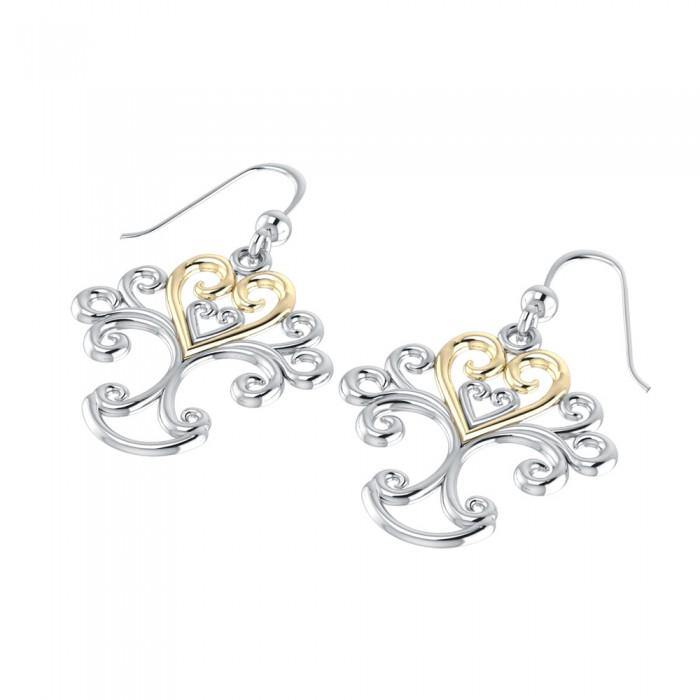 Heartfelt Tree of Life ~ 14k Gold accent and Sterling Silver Jewelry Earrings MER505 - Jewelry