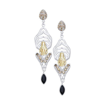 Unparalleled Elegance ~ Dali-inspired fine Sterling Silver Earrings in 18k Gold overlay MER519 - Jewelry