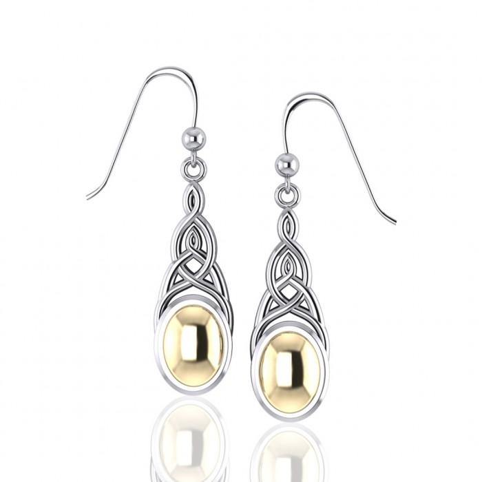 Danu Silver and Gold Accent Celtic Knotwork Earrings MER553 - Jewelry