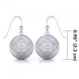 Be Focused, a life philosophy ~ Sterling Silver Jewelry Earrings Mandala with 14k gold accent MER563 - Jewelry