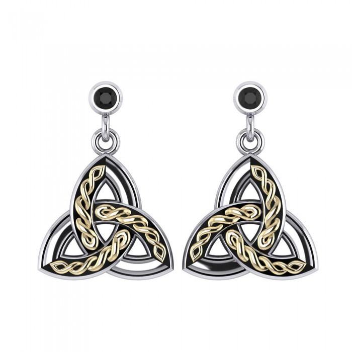 Celtic Trinity Knot Silver and Gold Post Earrings MER705 - Jewelry