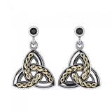 Celtic Trinity Knot Silver and Gold Post Earrings MER705 - Jewelry