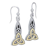 Celtic Trinity Knot Silver & Gold Earrings MER707 - Jewelry