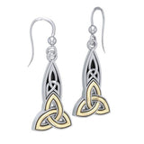 The truth in the Holy Trinity ~ Celtic Knotwork Trinity Dangle Earrings Sterling Silver with 18k Gold accent MER707 - Jewelry